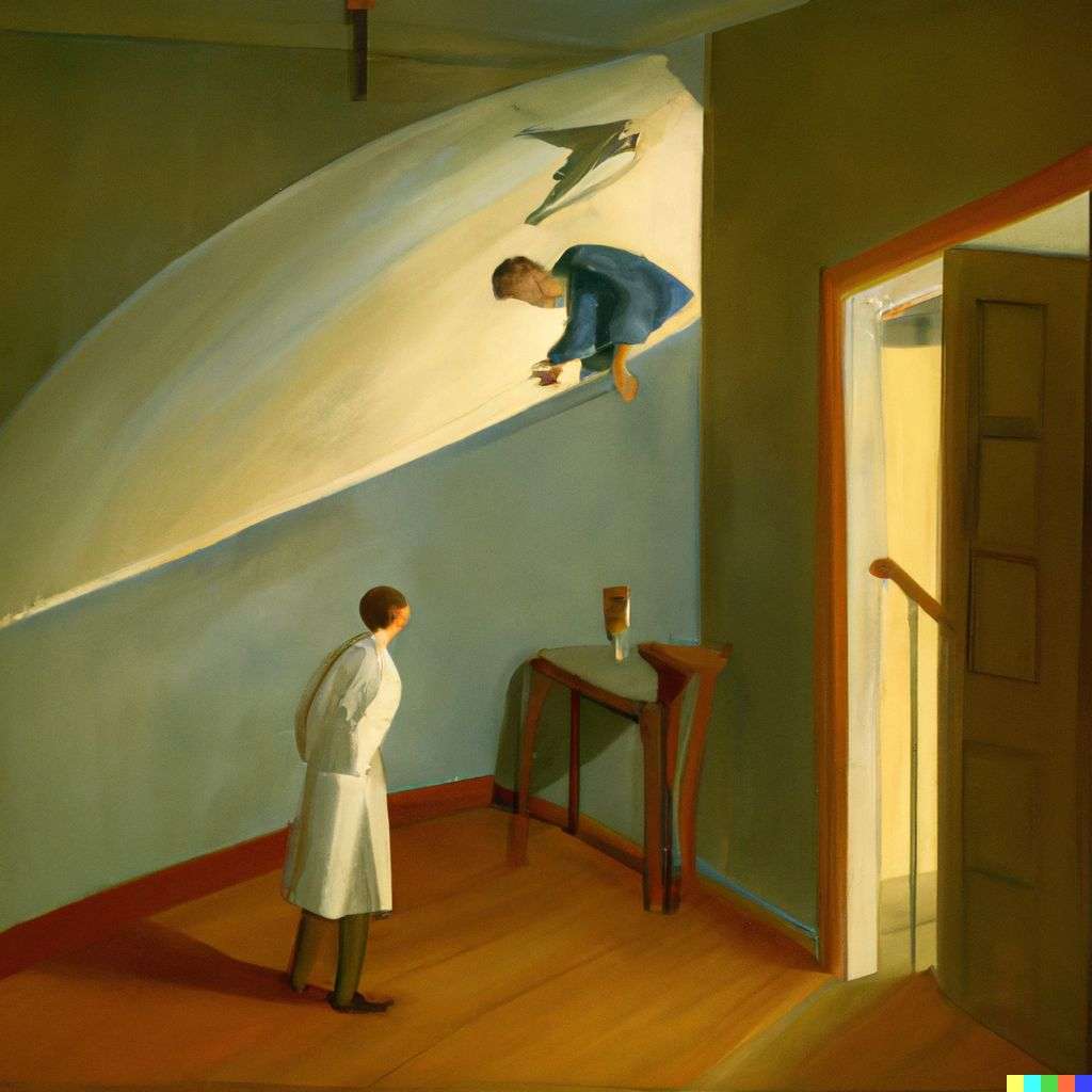 the discovery of gravity, painting by Edward Hopper